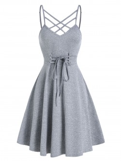 Casual Front Strappy Lace Up Mini Cami Dress Sleeveless